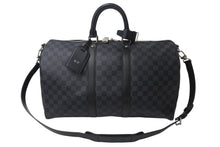 Load image into Gallery viewer, 新品同様 LOUISVUITTON ルイヴィトン キーポルバンドリエール45 ボストンバッグ N41418 ダミエグラフィット ブラック 中古 4b000833