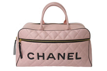 Load image into Gallery viewer, 極美品 CHANEL シャネル ボストンバッグ 3番台 キルティング ピンク ロゴ カーフスキン ゴールド金具 中古 4b000100