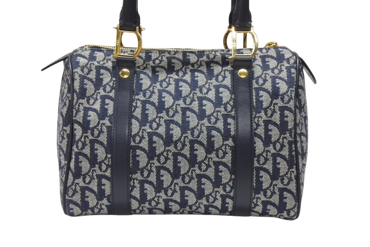 【美品】Dior ハンドバッグ トロッター 2way ゴールド金具 ネイビー Christian Dior クリスチャンディオール トロッター ネイビー