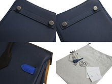 Load image into Gallery viewer, 新品未使用 HERMES エルメス バーキン25 K刻印 ブラック ディープブルー ブルーイドラ エプソン シルバー金具 中古 4c075532