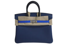 Load image into Gallery viewer, 新品未使用 HERMES エルメス バーキン25 K刻印 ブラック ディープブルー ブルーイドラ エプソン シルバー金具 中古 4c075532
