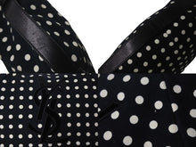 Load image into Gallery viewer, YVES SAINT LAURENT イヴサンローラン ポルカドット モンバサ ホーボー ハンドバッグ ブラック 水玉 コットン レザー 鹿角 ワンショルダー 135202 美品 中古 4c075686