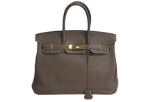 Load image into Gallery viewer, HERMES エルメス BIRKIN バーキン35 ハンドバッグ トゴ エトゥープ ゴールド金具 ◽︎P刻印 美品 中古 4c075711