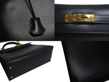 Load image into Gallery viewer, HERMES エルメス ケリー32 外縫い ブラック ◽︎B刻印 カーフスキン ゴールド金具 ハンドバッグ 2WAY 美品 中古 4c075744