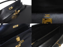 Load image into Gallery viewer, HERMES エルメス ケリー32 外縫い ブラック ◽︎B刻印 カーフスキン ゴールド金具 ハンドバッグ 2WAY 美品 中古 4c075744