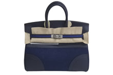 Load image into Gallery viewer, 新品未使用 HERMES エルメス バーキン25 ゴーチーム キャバン ブルーニュイ ブラック フェルト スイフト シルバー金具 中古 4c075836