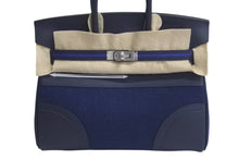 Load image into Gallery viewer, 新品未使用 HERMES エルメス バーキン25 ゴーチーム キャバン ブルーニュイ ブラック フェルト スイフト シルバー金具 中古 4c075836