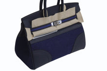 Load image into Gallery viewer, 新品未使用 HERMES エルメス バーキン25 ゴーチーム キャバン ブルーニュイ ブラック フェルト スイフト シルバー金具 中古 4c075836
