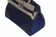 Load image into Gallery viewer, 新品未使用 HERMES エルメス バーキン25 ゴーチーム キャバン ブルーニュイ ブラック フェルト スイフト シルバー金具 中古 4c075836