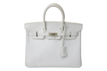 Load image into Gallery viewer, 新品同様 HERMES エルメス バーキン25 ハンドバッグ □L刻印 ホワイト ヴォーエプソン シルバー金具 中古 4b000006