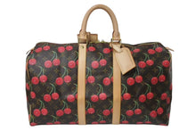 Load image into Gallery viewer, 新品同様 LOUIS VUITTON ルイヴィトン キーポル45 ボストンバッグ M95011 モノグラムチェリー 村上隆 PVC レザー 中古 4b000316