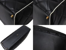 Load image into Gallery viewer, 極美品 CHANEL シャネル ボストンバッグ 3番台 キルティング ブラック ロゴ カーフスキン ゴールド金具 中古 4b001142