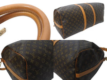 画像をギャラリービューアに読み込む, LOUIS VUITTON ルイヴィトン キーポルバンドリエール55 M41414 モノグラム PVC ヌメ革 ブラウン 美品 中古 4b001248