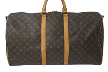 画像をギャラリービューアに読み込む, LOUIS VUITTON ルイヴィトン キーポルバンドリエール55 M41414 モノグラム PVC ヌメ革 ブラウン 良品 中古 4b001249