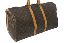 画像をギャラリービューアに読み込む, LOUIS VUITTON ルイヴィトン キーポルバンドリエール55 M41414 モノグラム PVC ヌメ革 ブラウン 良品 中古 4b001249