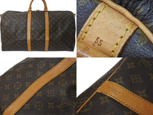 画像をギャラリービューアに読み込む, LOUIS VUITTON ルイヴィトン キーポルバンドリエール55 M41414 モノグラム PVC ヌメ革 ブラウン 良品 中古 4b001249