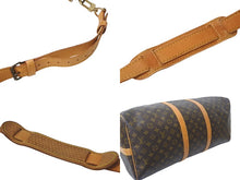 画像をギャラリービューアに読み込む, LOUIS VUITTON ルイヴィトン キーポルバンドリエール55 M41414 モノグラム PVC ヌメ革 ブラウン 良品 中古 4b001249