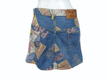 Load image into Gallery viewer, HystericGlamour ヒステリックグラマー ヴィンテージ 総柄 デニム ミニスカート ブルー マルチカラー サイズFREE 美品 中古 4b001848