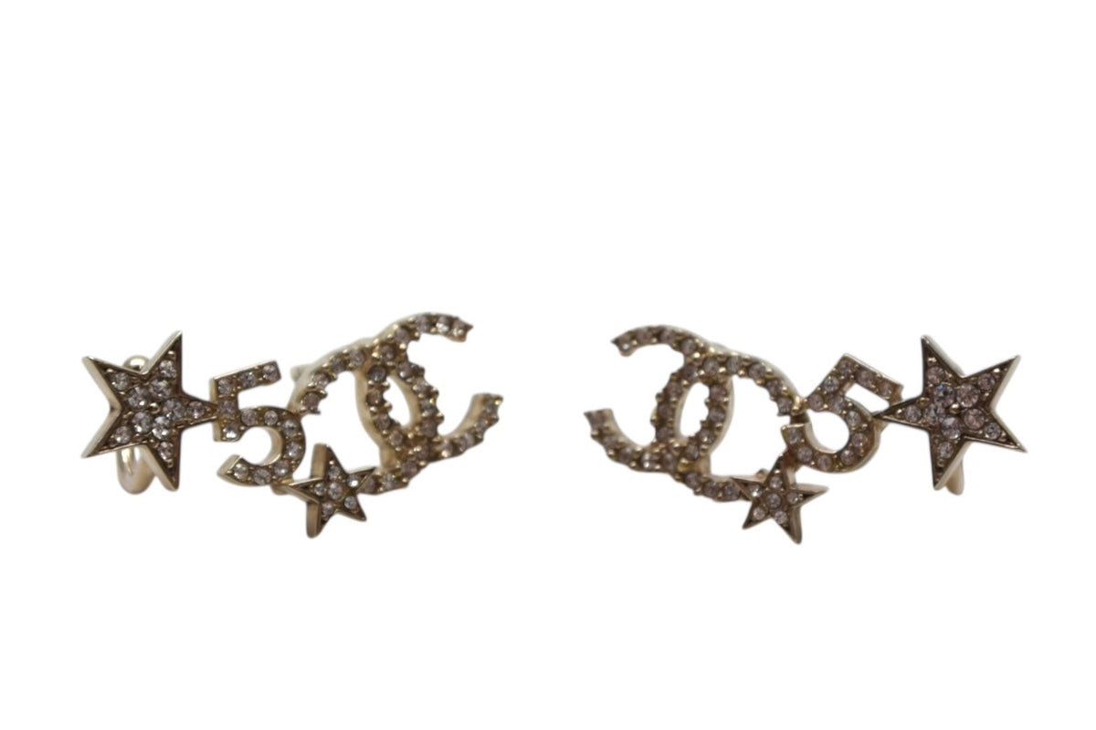 極美品 CHANEL シャネル ラインストーン ココマーク スター No5 ピアス  