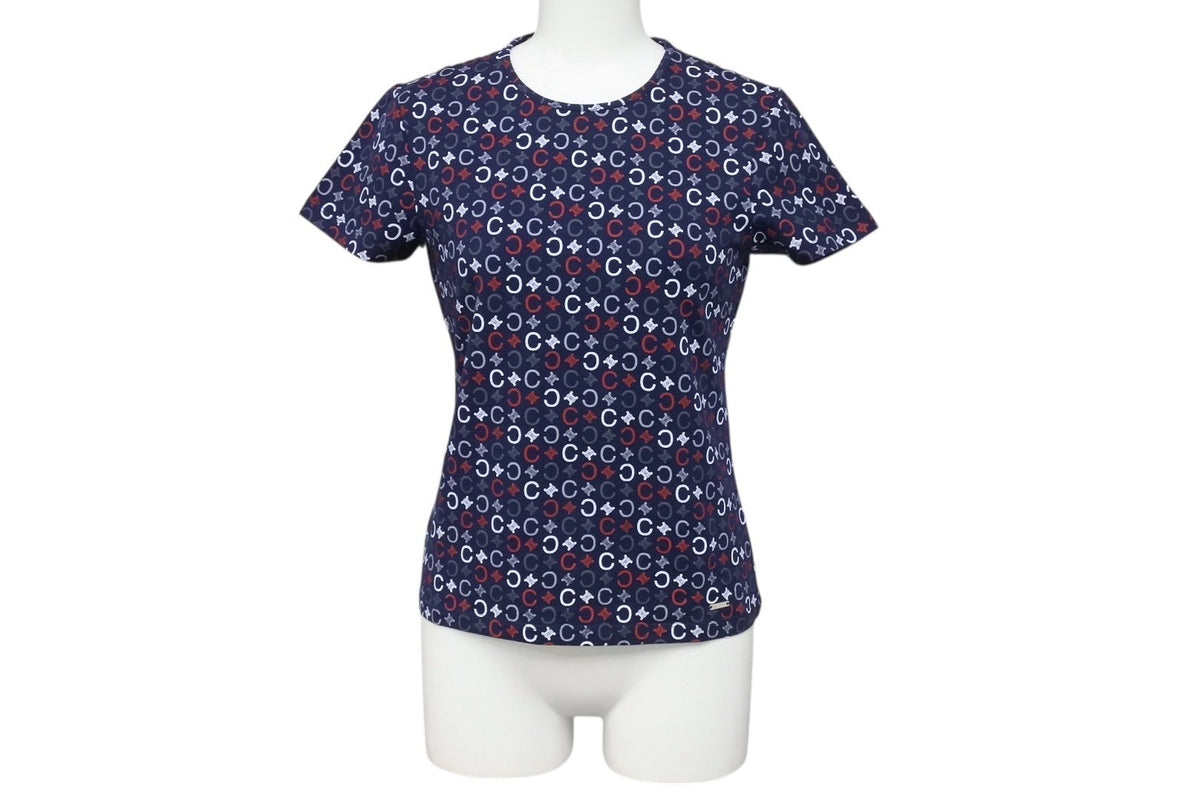 CELINE - 極美品 CELINE セリーヌ 半袖Tシャツ チビT マカダム柄 コットン スパンデックス ネイビー ホワイト レッド サイズS 中古 4b002059 極美品 CELINE セリーヌ 半袖Tシャツ チビT マカダム柄 コットン