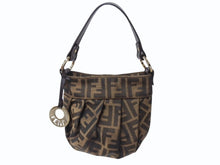 Load image into Gallery viewer, 新品同様 FENDI フェンディ ミニハンドバッグ ズッカ柄 モノグラム 8BK044 キャンバス レザー ブラウン ゴールド金具 中古 4b002213