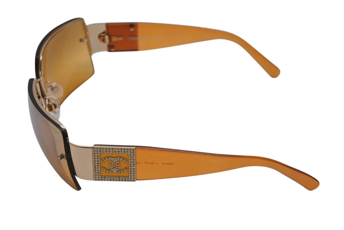 お歳暮 のし 極美品 CHANEL c.125/7F 4095-B サングラス リムレス シャネル 小物