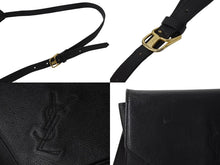 Load image into Gallery viewer, YVES SAINT LAURENT イヴサンローラン ショルダーバッグ YSL カサンドラロゴ レザー ブラック ゴールド金具 美品 中古 4b002852