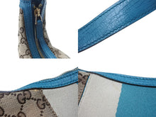Load image into Gallery viewer, 極美品 GUCCI グッチ ショルダーバッグ ホースビット 131026 GGキャンバス ベージュ ターコイズブルー ゴールド金具 中古 4b002858
