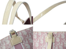 Load image into Gallery viewer, Christian Dior クリスチャンディオール トロッタートートバッグ キャンバス レザー ピンク ホワイト イタリア製 シルバー金具 美品 中古 4b002868