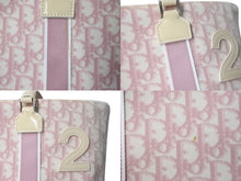 Load image into Gallery viewer, Christian Dior クリスチャンディオール トロッタートートバッグ キャンバス レザー ピンク ホワイト イタリア製 シルバー金具 美品 中古 4b002868