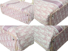 Load image into Gallery viewer, Christian Dior クリスチャンディオール トロッタートートバッグ キャンバス レザー ピンク ホワイト イタリア製 シルバー金具 美品 中古 4b002868