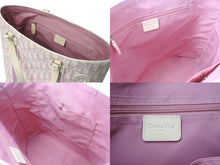 Load image into Gallery viewer, Christian Dior クリスチャンディオール トロッタートートバッグ キャンバス レザー ピンク ホワイト イタリア製 シルバー金具 美品 中古 4b002868