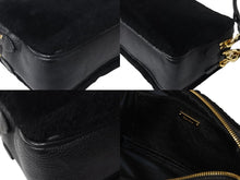 Load image into Gallery viewer, 極美品 MIUMIU ミュウミュウ 18-19AW シアリング ロゴ ショルダーバッグ ブラック 黒 ファー 5BH084 ゴールド金具 中古 4b002885