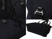 Load image into Gallery viewer, YVES SAINT LAURENT イヴサンローラン カハラ トートバッグ キャンバス レザー ブラック シルバー金具 美品 中古 4b002889