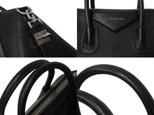 Load image into Gallery viewer, GIVENCHY ジバンシィ アンティゴナ 2WAYバッグ ショルダーバッグ ハンドバッグ ZE D 0195 レザー ブラック シルバー 美品 中古 4b002893