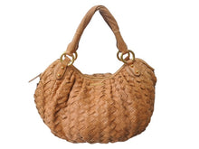 Load image into Gallery viewer, MIUMIU ミュウミュウ ショルダーバッグ ハンドバッグ イントレチャート 編み込み ブラウン レザー ゴールド金具 良品 中古 4b002910