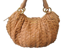 Load image into Gallery viewer, MIUMIU ミュウミュウ ショルダーバッグ ハンドバッグ イントレチャート 編み込み ブラウン レザー ゴールド金具 良品 中古 4b002910