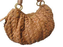 Load image into Gallery viewer, MIUMIU ミュウミュウ ショルダーバッグ ハンドバッグ イントレチャート 編み込み ブラウン レザー ゴールド金具 良品 中古 4b002910