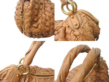 Load image into Gallery viewer, MIUMIU ミュウミュウ ショルダーバッグ ハンドバッグ イントレチャート 編み込み ブラウン レザー ゴールド金具 良品 中古 4b002910