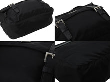 Load image into Gallery viewer, PRADA プラダ VERA トライアングルロゴ ショルダーバッグ メッセンジャーバッグ ナイロン レザー ブラック シルバー金具 美品 中古 4b002978