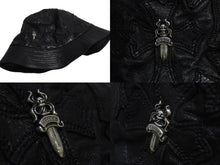 Load image into Gallery viewer, CHROME HEARTS クロムハーツ U-CHUM-LTHR セメタリークロスパッチ レザーバケットハット サイズM ダガー 美品 中古 4b003162