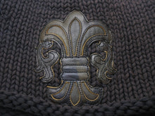 Load image into Gallery viewer, CHROME HEARTS クロムハーツ BSフレア 迷彩レザーパッチ コットン ニットキャップ ビーニー フレアボール ブラック 良品 中古 4b003185