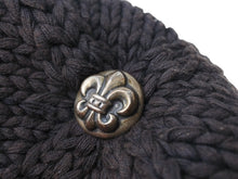 Load image into Gallery viewer, CHROME HEARTS クロムハーツ BSフレア 迷彩レザーパッチ コットン ニットキャップ ビーニー フレアボール ブラック 良品 中古 4b003185