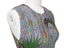 Load image into Gallery viewer, 極美品 me ISSEY MIYAKE ミーイッセイミヤケ タンクトップ ノースリーブカットソー MI03FR362 ポリエステル グレー 総柄 中古 4b003189