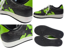 Load image into Gallery viewer, A BATHING APE × UNKLE FUTURA BAPESTA アベイシングエイプ アンクル フューチュラ ベイプスタ 00s スネーク 型押し スニーカー グリーン ブラック 28.5cm 中古 4b003232