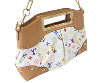 Load image into Gallery viewer, LOUIS VUITTON ルイヴィトン ジュディMM ハンドバッグ M40255 モノグラム マルチカラー 2WAY 村上隆 ホワイト 美品 中古 4b003251