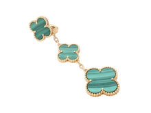 Load image into Gallery viewer, 極美品 Van Cleef&Arpels ヴァンクリーフ&アーペル マジック アルハンブラ イヤリング マラカイト 3モチーフ ピアス VCARO2AG00 18k 18.8g ゴールド 中古 4b003278