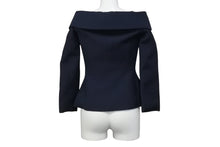 Load image into Gallery viewer, 極美品 CHRISTIAN DIOR クリスチャンディオール オフショルダージャケット ウール シルク ネイビー 2018年 サイズ34 中古 4b003294