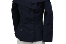 Load image into Gallery viewer, 極美品 CHRISTIAN DIOR クリスチャンディオール オフショルダージャケット ウール シルク ネイビー 2018年 サイズ34 中古 4b003294