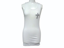 Load image into Gallery viewer, 極美品 CHROME HEARTS クロムハーツ タンクトップ サイズM CHクロス ホースシュー NEW YORK FUCK YOU ホワイト 中古 4b003346